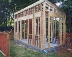 2x4 framing (independent strength) with headers over all the openings (prevent sagging/window damage/door operation), sill gasket ((moisture protection), anchor bolts (secure the structure to the cement)