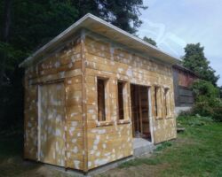 First coat of shellac based Zinsser over knots so they will not bleed through paint